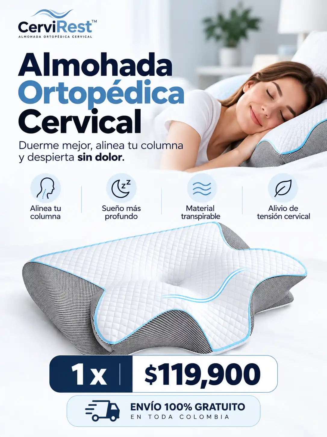 CerviRest™ – Almohada Cervical Ortopédica