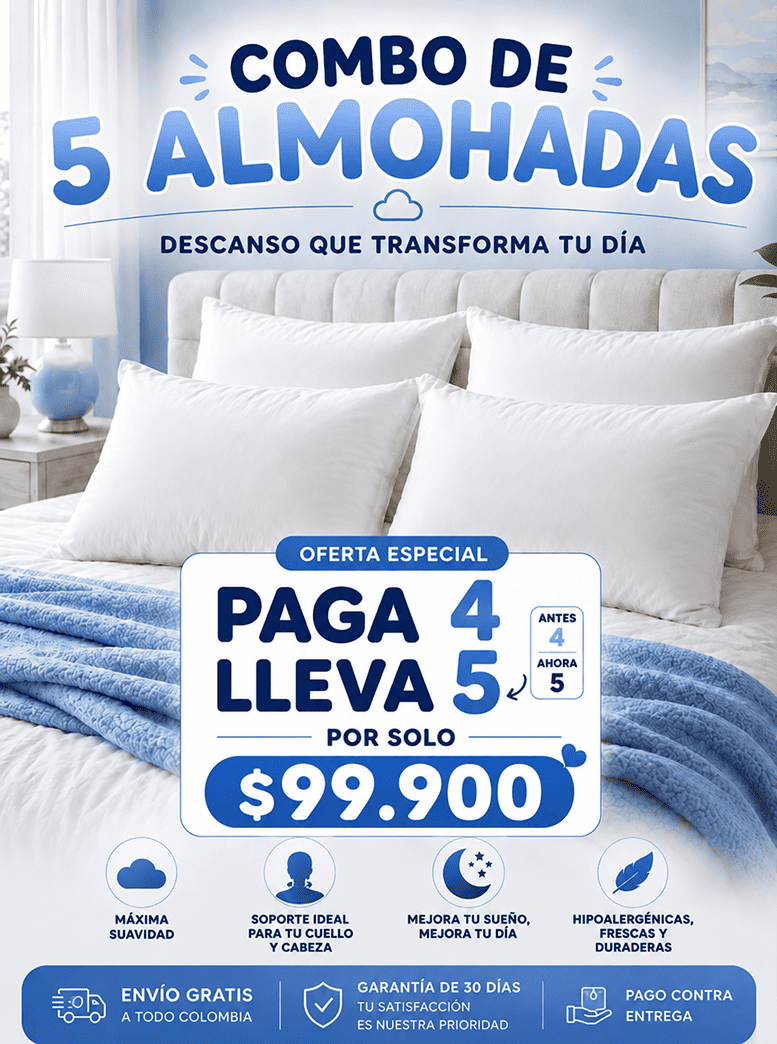 Combo De Almohadas x5 Ergonómicas: Ten Un Sueño Profundo